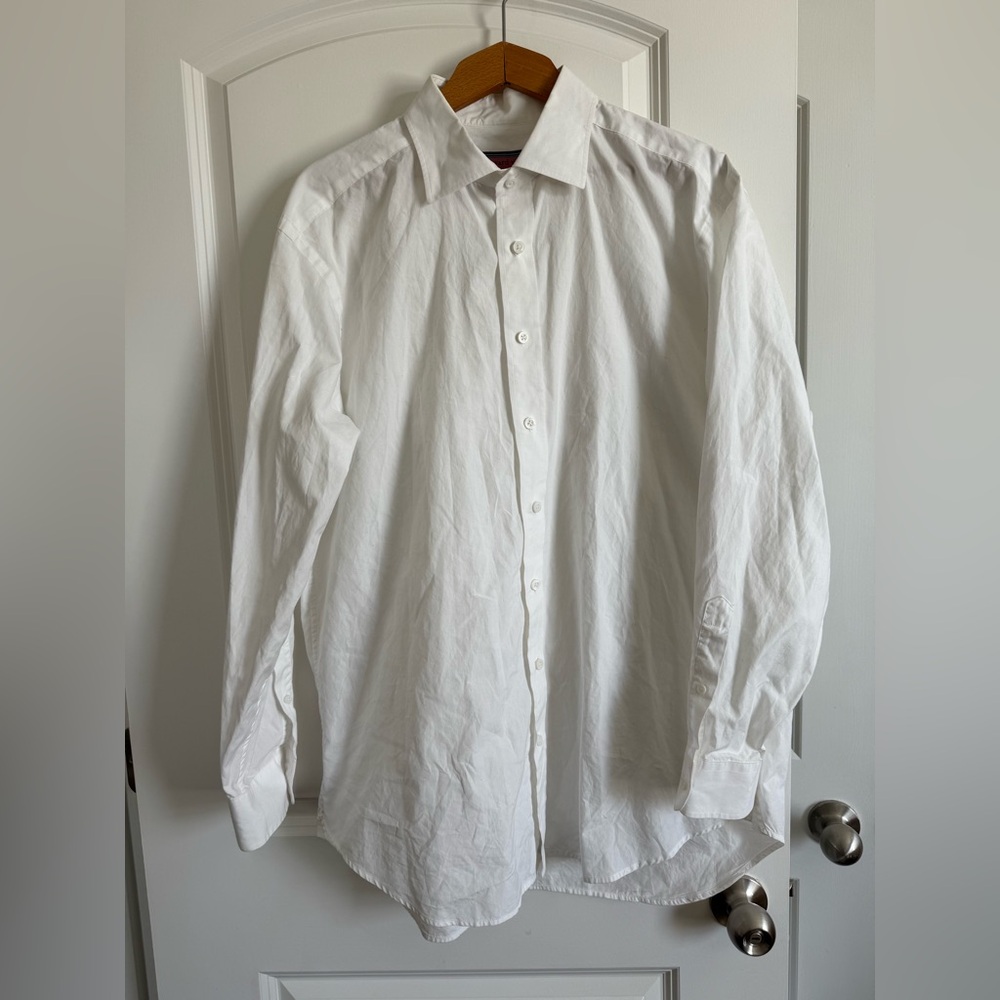 Vineyard Vines Baron 100% Cotton White Collar Dress Button Shirt Size L